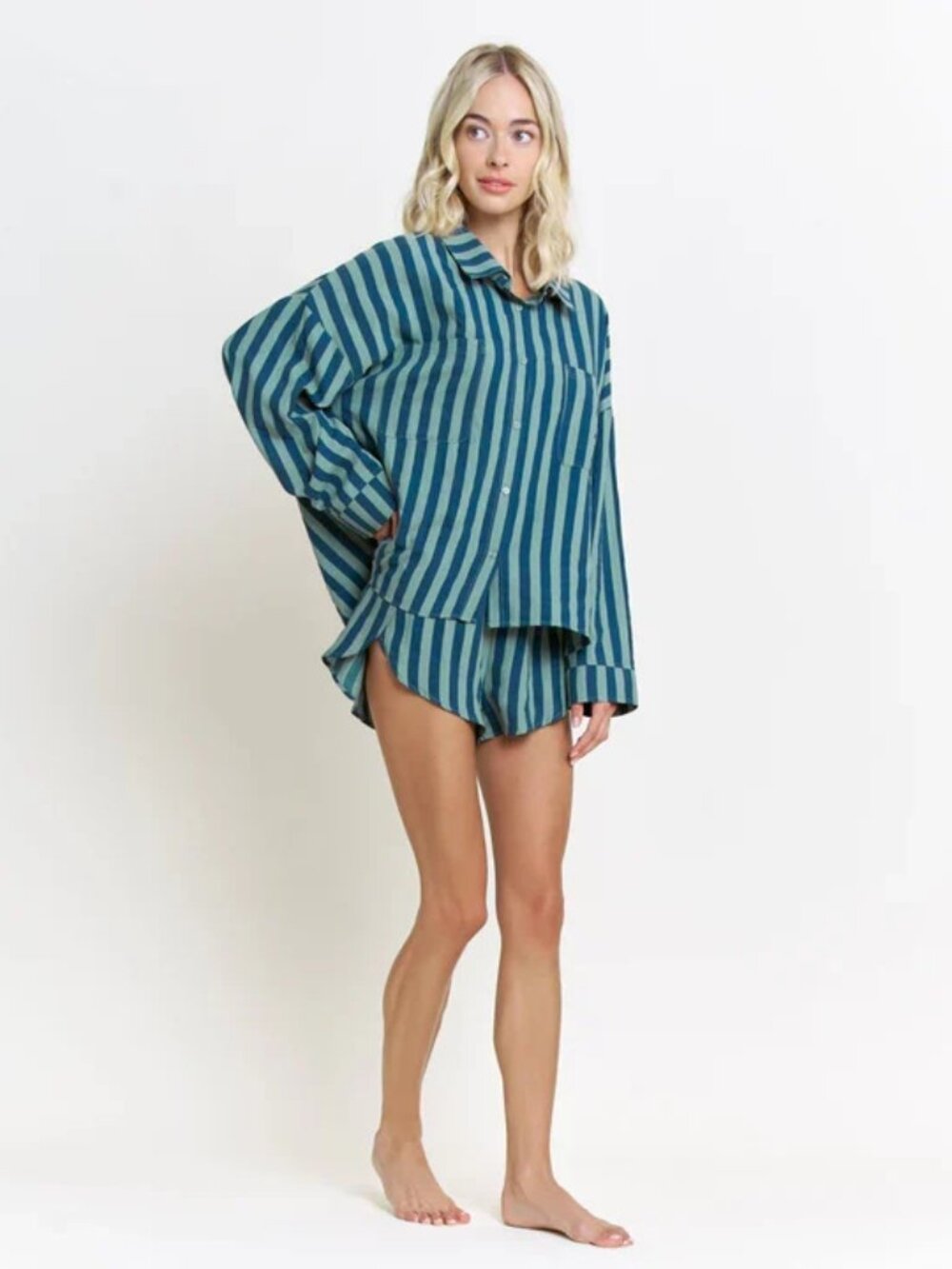 NWT Honeydew Brunch Date Long Sleeve PJ Short Set